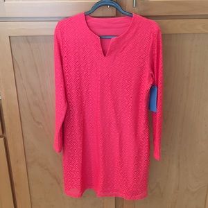 Coolibar Crochet Tunic - Bright Coral